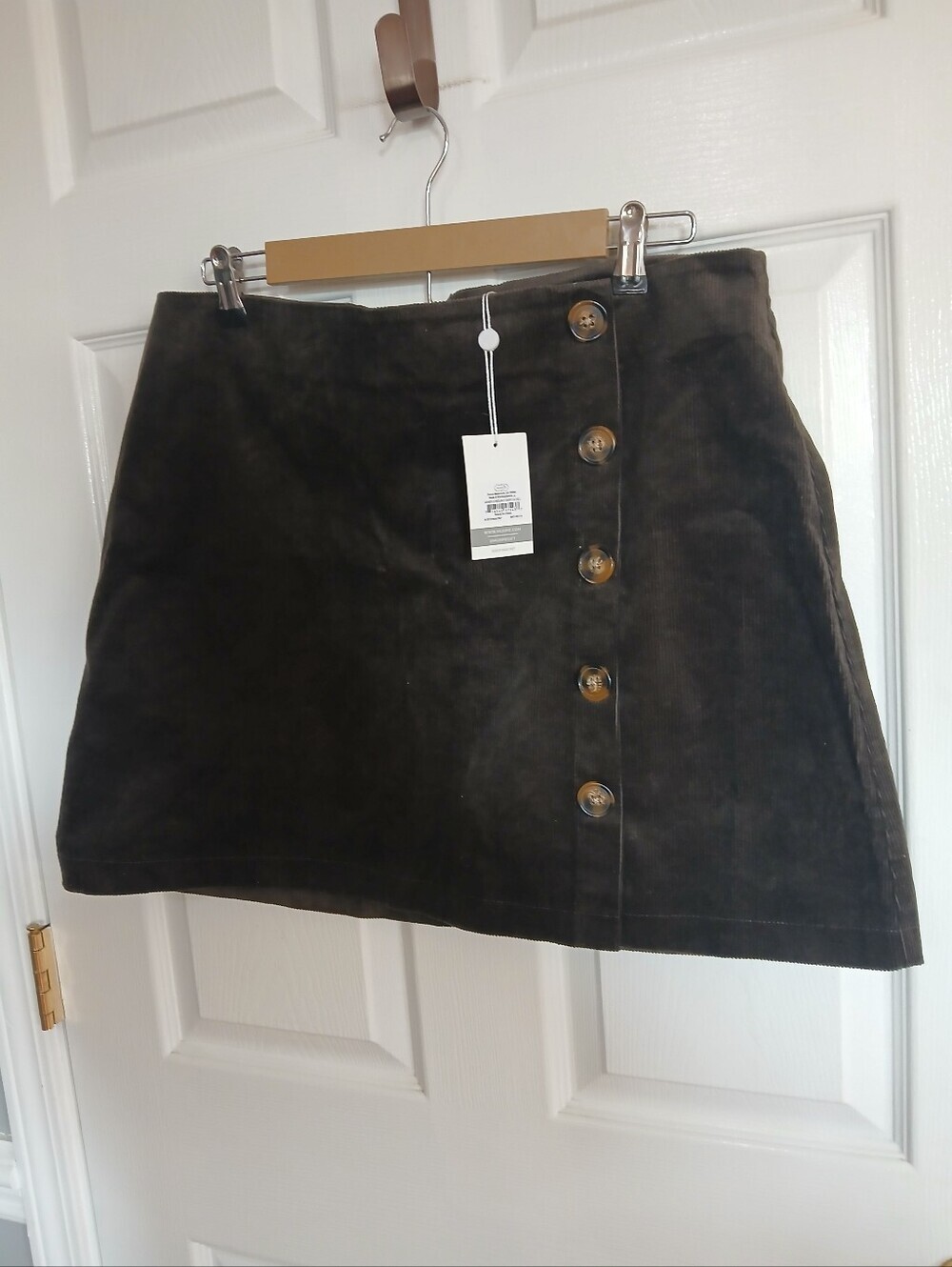 Mud Pie Button-Front Corduroy Mini Skirt in Dark Brown Boho Western Festival NWT